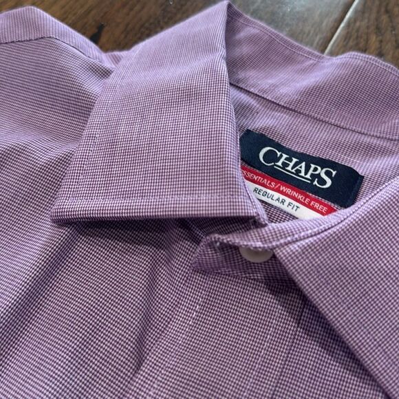 Chaps Men’s Regular Fit Burgundy Button Down. Sz L - Picture 2 of 4